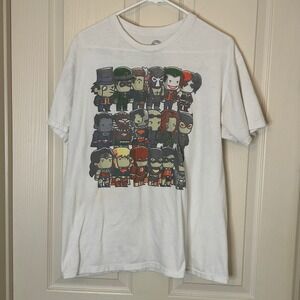 DC Comics Originals Mens Size L White Graphic T Shirt Cartoon Heroes‎ Villains